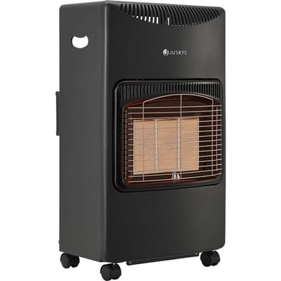 Juskys – Gaskachel GS42US – 42 x 36 x 73 cm – Voorzien Van 3 Keramische Platen En Piezo-Ontsteking – Voor Terras En Geventileerde Ruimtes – Zwart Gepoedercoat Staal