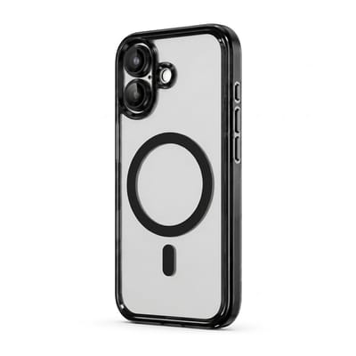 Hoesje Geschikt voor iPhone 16 en Geschikt voor Magsafe - Telefoonhoesje Zwart en Transparant