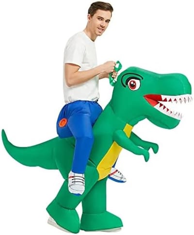 Opblaasbaar Dinosaurus Kostuum voor Volwassenen - Verkleedkleding - Carnval - Vrijgezellenfeest = Groen
