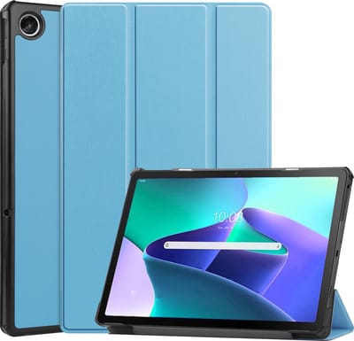 Hoesje Geschikt voor Lenovo Tab M10 Plus (3e / 3rd Generatie) - Dun & Stevig - Trifold Bookcase - Hard Cover - Hardcover Book Case - Tablet Hoes - Lichtblauw