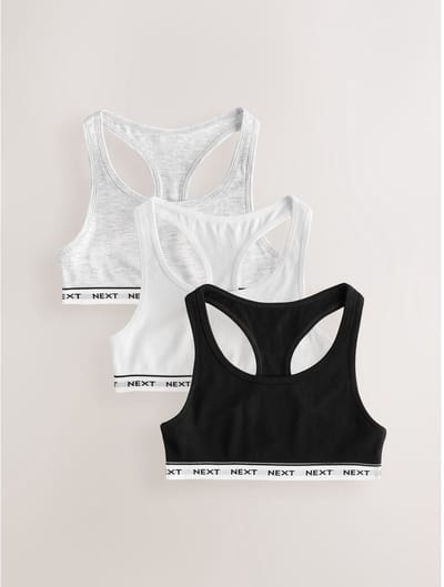 Next - Meisjes - Set van 3 korte tops met racerback - Wit
