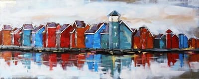 Metalen schilderij Huisjes