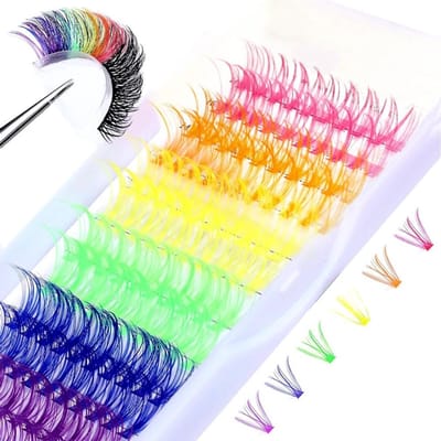 Set van 120 Kleurrijke Nepwimpers in 6 Kleuren, 14/16 mm, Perfect voor Oogmake-up en DIY Wimpers
