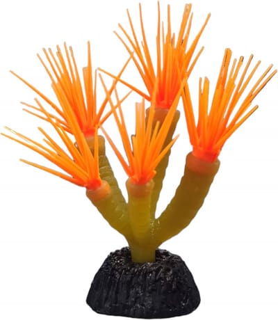 Nobleza Aquariuminrichting Koraal Stam Kunstmatig - Fluorescerende Aquariumdecoratie - 11 x 5 x 10,5 cm - Oranje