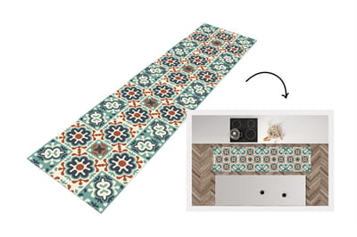 Keukenloper - Loper keuken - Bloem - Ornament - Patroon - 200x50 cm - Keukenloper vinyl