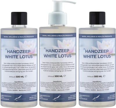 Handzeep White Lotus 500 ml - set van 2 stuks - met gratis pomp - Voordeelverpakking