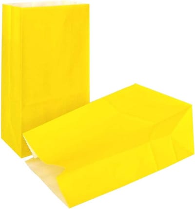 100 Gele Rechthoekige Papieren Cadeauzakjes - Stevig Kraftpapier - Feest en Traktatie Tassen