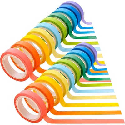 Kleurrijke Washi Tape Set, 20 Rollen van 7 mm voor DIY Projecten, Decoraties en Cadeaupakketten, Perfect voor Creatieve Klussen