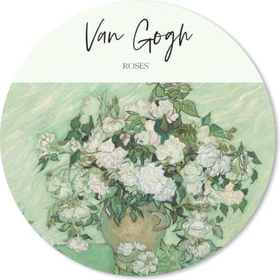 Muismat rond 20x20 cm - Mousepad Van Gogh - Kunst - Roses - Ronde muismatten
