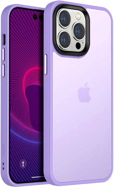 IYUPP Hoesje Geschikt voor iPhone 13 Hoesje - Shockproof Back Cover - Paars Lila Transparant