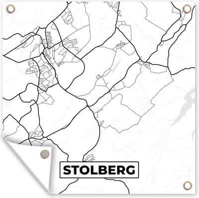Tuin poster Plattegrond - Stolberg - Kaart - Stadskaart - 200x200 cm - Tuindoek