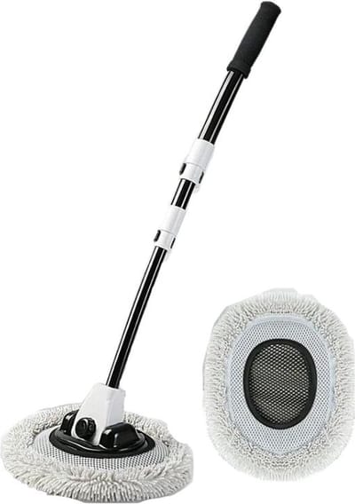 Roxana® Borstel - Auto - Reiniging - Verstelbaar 50-102 Cm - 0,5 Kg - Draaibaar - Zwart - Wit - Auto - Wasborstel