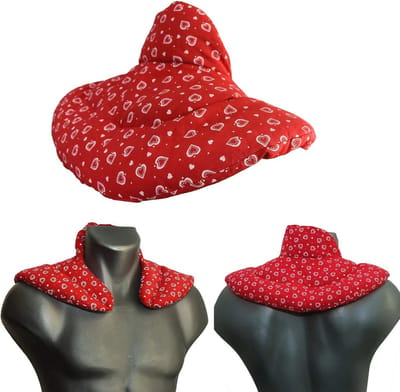 SnelShoppen - Warmte Nekkussen met Staande Kraag Hart Rood - Nekwarmers met Kersenpitten - 850g Natuurlijke Vulling - Verhit in Magnetron of Oven - Ko
