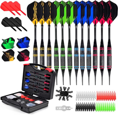 Zachte Darts - Dartpijlen Set - Precisie Werpen - Gekartelde Grip - 12 Stuks 18 Gram - Multi-color