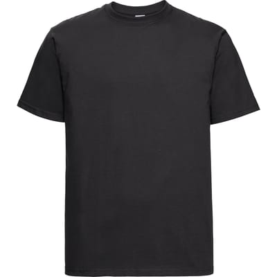 Russell Europa Heren Klassiek Zwaargewicht Ringspun Korte Mouwen T-Shirt (Zwart)