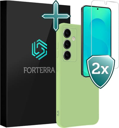 Hoesje Met 2x Screenprotector - Geschikt voor Samsung Galaxy S25 - Sterk & Shockproof - Telefoon Hoes - Back Cover - Siliconen Case - Groen