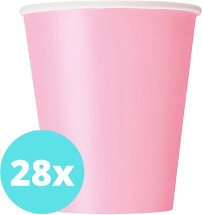 Bekers Karton Roze - 28 stuks - Kartonnen Bekers 250ml - Wegwerp bekers - Bekers Karton Verjaardag Kinderen - Kinder Feestje Kind - Limonadebekers - Koffie / Siroop - Bekers Papier - 28 Stuks van 250 ml Fel Roze