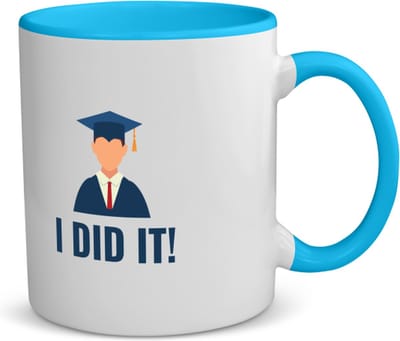 Akyol - i did it! koffiemok - theemok - blauw - Geslaagd - iemand die is geslaagd - gelukt - gefeliciteerd - examen - school - diploma gehaald - cadeau - kado - geschenk - gift - 350 ML inhoud