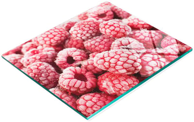 Decoratieve snijplank van gehard glas met bevroren frambozenmotief, 60x52 cm