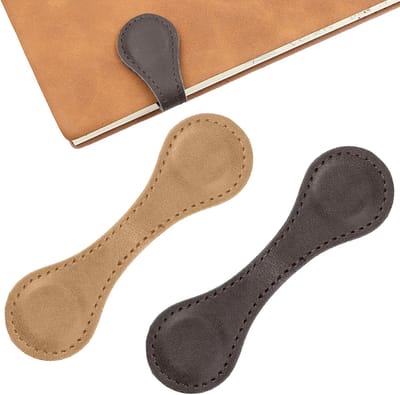 Set van 2 magnetische bladwijzers van leer - Retro stijl - Met paginamarkering clip - Handgemaakt - Schattig leesaccessoire (koffiebruin, bruin)