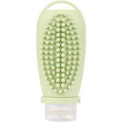 Siliconen Draagbare Zakenreis Shampoo Massageborstel Lotionfles Shampoo Borstel Twee-in-één Reis Sub-fles 100ML beige