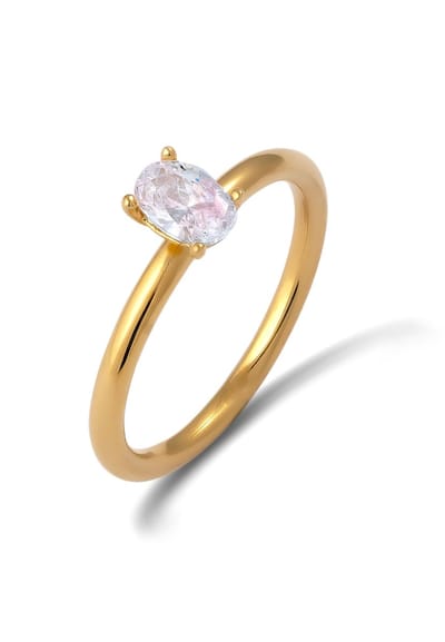 Elli - Ring - Ring met stenen Dames Oval Zirkonia Diamant Geslepen Wit 925 Sterling Zilver - Dames