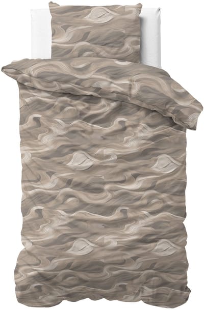 Sleeptime Dekbedovertrek Whirl - Eenpersoons - 140x220 cm - Inclusief 1 Kussensloop 60x70 cm - Taupe