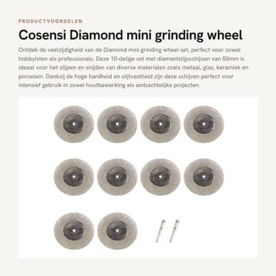Dailygoods - Diamond mini grinding wheel set - diamant slijpschijven - 10-delige set - 50mm - snijschijven - geschikt voor metaal, glas, keramiek - un...