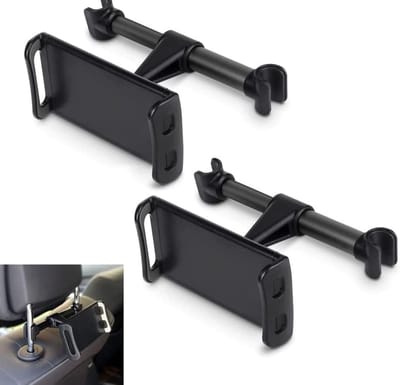 Tablet Hoofdsteun Houder Auto | Auto Tablethouder en Telefoonhouder voor Kinderen - Geschikt voor Apple iPad / iPhone / Samsung Gaalxy Tab etc. - zwart - Set van 2