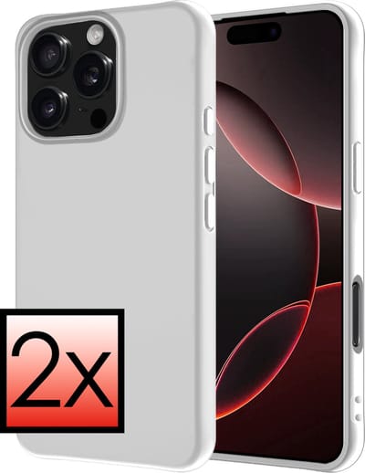 Hoesje - 2 Stuks - Geschikt voor Apple iPhone 16 Pro - Sterk & Shockproof - Case Siliconen - Back Cover - Telefoon Hoes - Wit