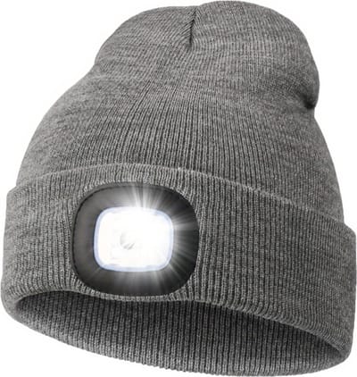 Livano Wintermuts - Heren - Dames - Volwassenen - Muts - Ski Mask - Ski Masker - Winter Masker - Met Lamp - Grijs