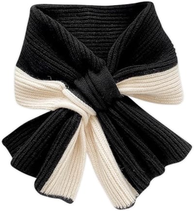 Sjtoer Luxe Ribgebreide -Dames Sjaal – Zwart & Crème – Stijlvol & Warm