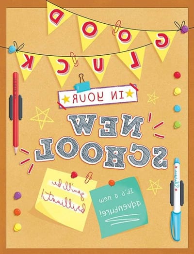 Wenskaart - Groeten kaart - Nieuwe school - Ontworpen VK - 8 x 6 inch - Neutrale tinten