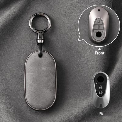 Étui de clé portable pour Mercedes Benz Classe C E S GLC W206 W223 W214 E300 C260 C300 S450 S500 S400 Housse de clé de voiture à distance Fob gray