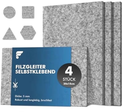 Zelfklevende Viltglijders voor Meubels en Vloeren, 4 Stuks, 5 mm Dik, Onmisbaar voor Bescherming