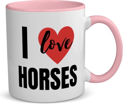 Akyol - i love horses koffiemok - theemok - roze - Paarden - paarden liefhebbers - verjaardagscadeau - kado - gift - 350 ML inhoud