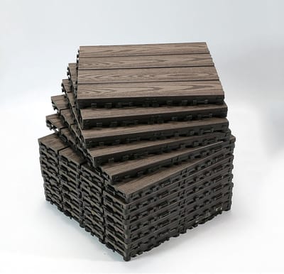 Vloertegels - Terrastegels Composiet - Buitenruimte Vernieuwen - Eenvoudige Klik Installatie - 30x30 cm - Houtkleur