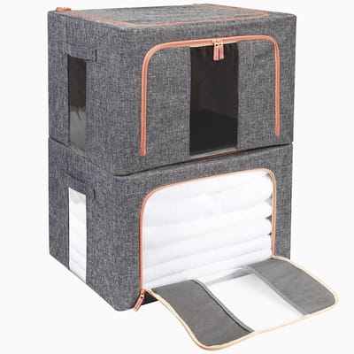 Unyqoos ® Opvouwbare Stoffen Organizer met Stalen Frame en Handige Kijkvensters voor Kledingopslag
