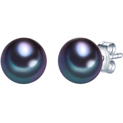 Valero Pearls Parel oorstekers Sterling zilver Gekweekte zoetwaterparels pauw blauw