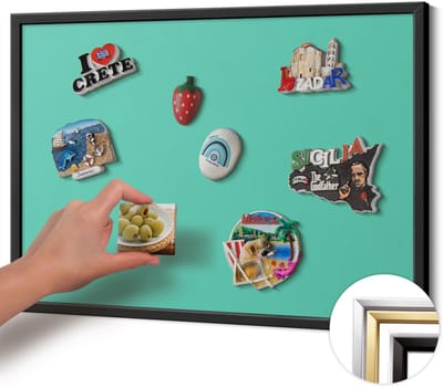 Wallfluent - Munt Magneetbord in Stijlvolle Kleuren - 60 cm x 40 cm - Magneetbord met Zwarte Frame - Muntkleur - Magnetisch Bord voor aan de Wand - Magnetisch Bord Decoratief - Magneetbord met Effen Frame