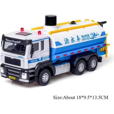 1: 50 Elektrische Bezemer Legering Besproeiingswagen Diecast Model Miniatuur Speelgoed Auto Deuren Geopend Geluid Licht Voertuigen Voor Kinderen Cadeaus blue
