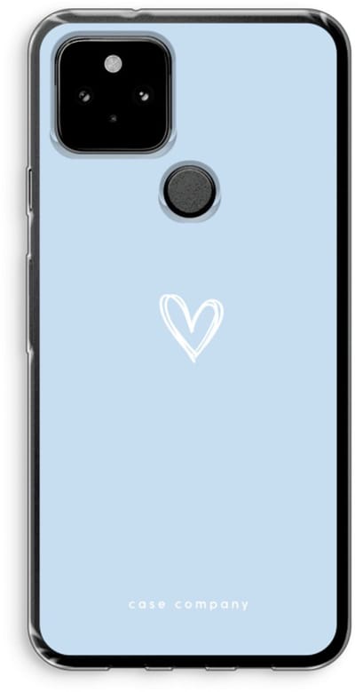 Case Company® - Hoesje geschikt voor Google Pixel 5 hoesje - Klein Hart Blauw - Soft Cover Telefoonhoesje - Bescherming aan alle Kanten en Schermrand