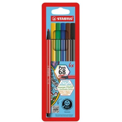 STABILO Pen 68 - Premium Viltstift - Etui Met 6 Kleuren
