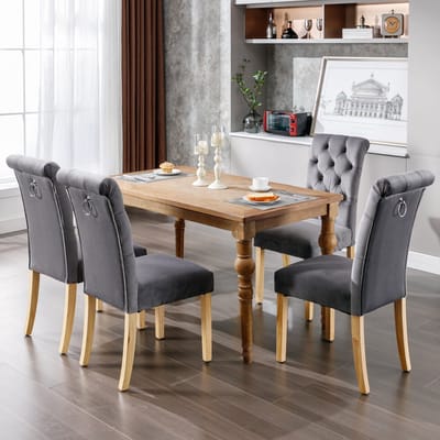 REDOM Eetkamerstoelen Set Van 4 - Gestoffeerd - Modern - Voor Eetkamer - Fluweel - Grijs