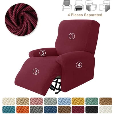 4 Stuks Split Relaxfauteuilhoes voor Woonkamer Relaxstoelhoes Jacquard Fauteuilhoezen Stretch Bankhoezen 1-Zits