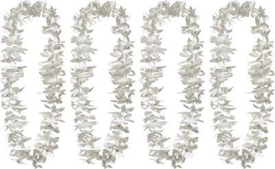 Boland Boland Hawaii krans/slinger - 4x - Tropische kleuren zilver - bloemenslinger - Party verkleed accessoires