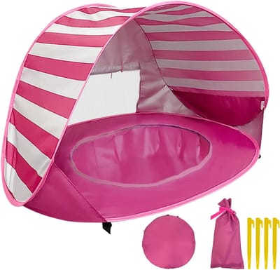 Strandtent UV Bescherming - Strandtent Baby Pop Up – Strandtentje Extra Licht – Strandschelp – Strand Tent –Roze