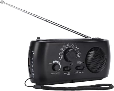 Noodradio - Slinger Radio - Buiten Overleven - Zonne-energie Opladen - 1200mAh Batterij - Zwart