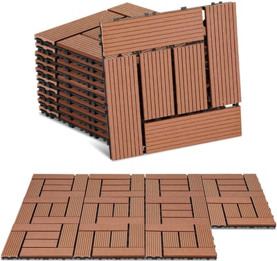 WPC tegels set van 55 terrastegels 30x30cm tegelset in het kliksysteem