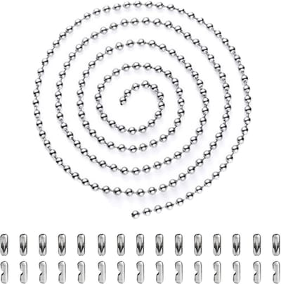 5 Meter Rolgordijn Ketting met 30 Koppelingen, Zilveren Metalen Kogelketting